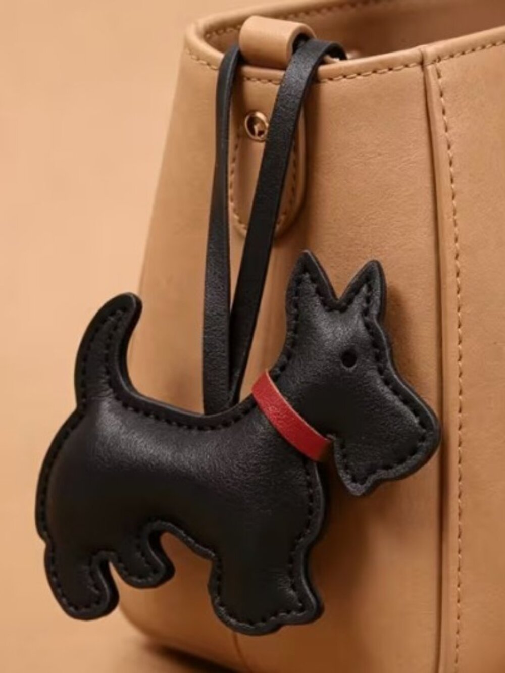 New Faux Leather Black Scottie Dog Bag Charm Accessory